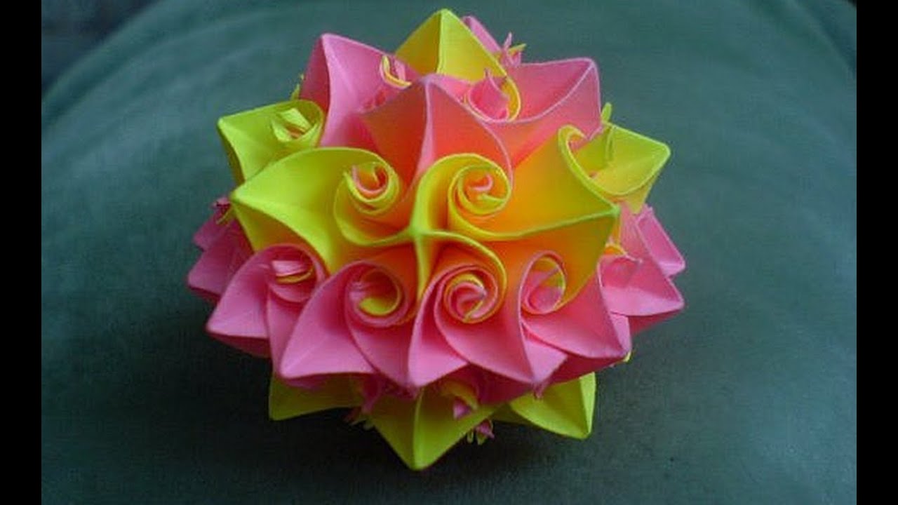 Кусудама супершар оригами Роза Курлеры Из Бумаги Декор Новогодний Шар Подарки Поделки своими руками